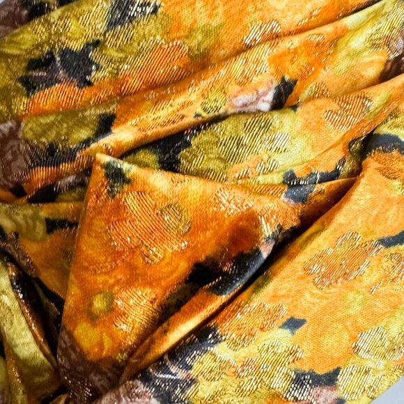 Vintage Custom Made Floral Orange Brown Gold Lurex Pill Box Hat M - Picture 11 of 11